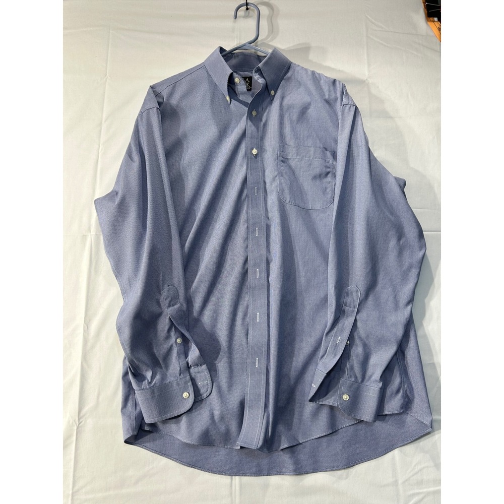 Jos. A. Bank Traveler Collection Blue Micro Houndstooth Shirt 16-34 Regular Fit
